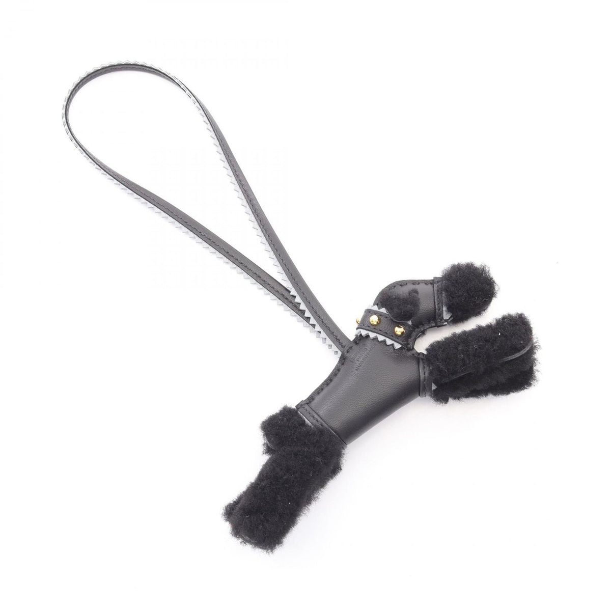 Hermes Charm Buddy Epi Black Shearling Keychain — view 2