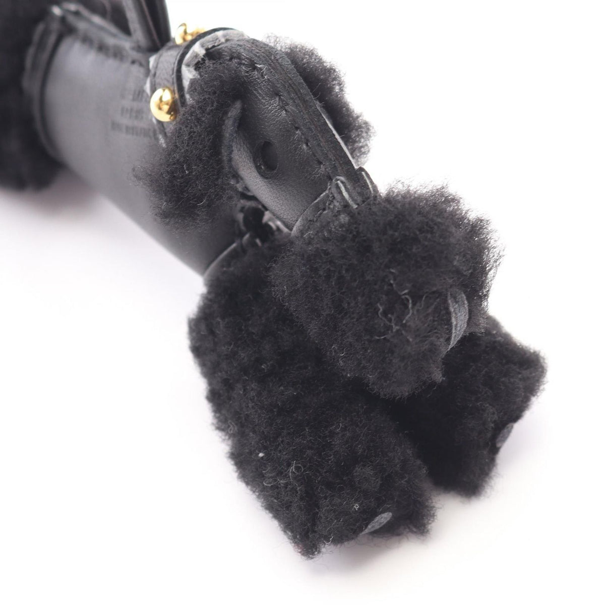 Hermes Charm Buddy Epi Black Shearling Keychain — view 5