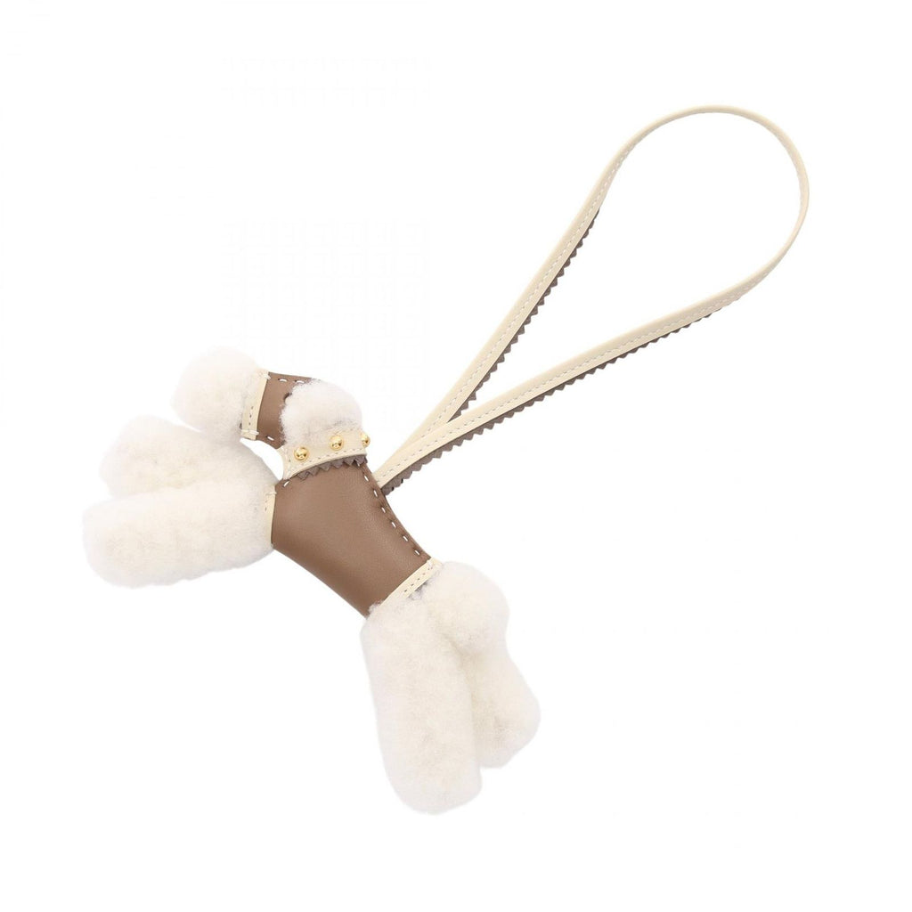 Hermes Charm Buddy Epi Etoupe Cles Shearling Keychain