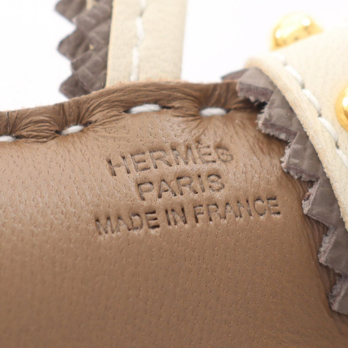 Hermes Charm Buddy Epi Etoupe Cles Shearling Keychain — view 3
