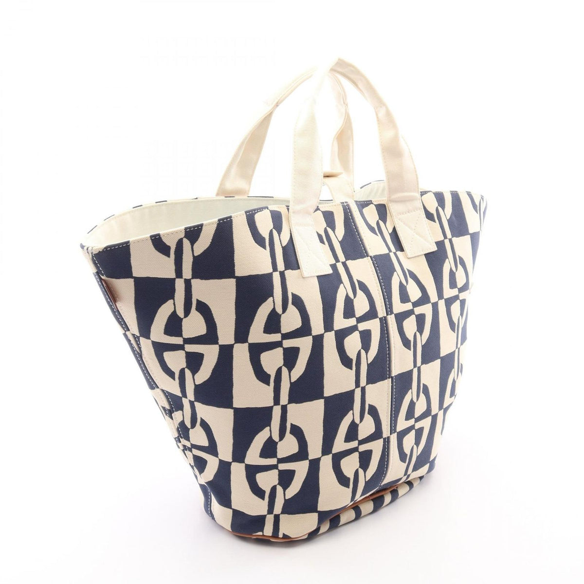 Hermes Tote Panier de Plage PM Chaine D'ancre Off White Navy Canvas — view 2