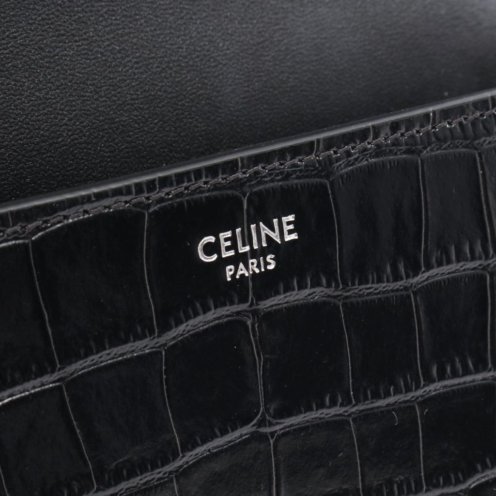 Celine Shoulder Bag Small Cross Triomphe Croco Embossed Leather — view 4