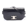 Celine Shoulder Bag Small Cross Triomphe Croco Embossed Leather