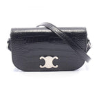 Celine Shoulder Bag Small Cross Triomphe Croco Embossed Leather