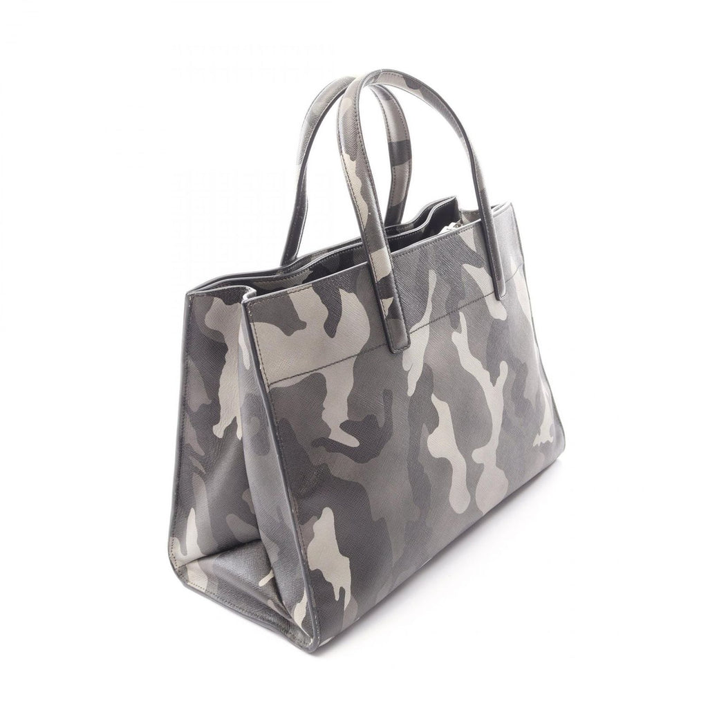 Prada Handbag Saffiano Soft 2-Way Gray Leather Triangle Logo Tote — view 2