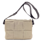 Bottega Veneta Arco Flap Messenger Shoulder Bag Canvas Leather