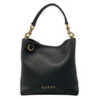 Gucci GG Emblem Small Bucket Bag Black Leather
