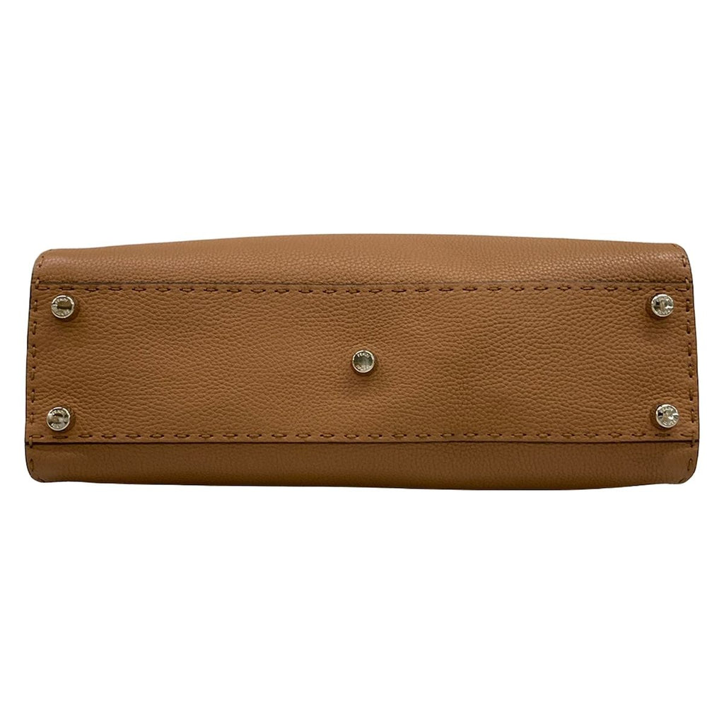 Fendi Handbag Peekaboo Iconic Medium Selleria Brown Leather — view 5
