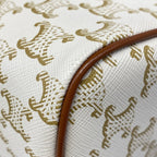 Celine Handbag Small Boston Triomphe Canvas White Beige Brown — view 6