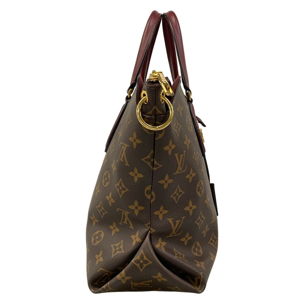 Louis Vuitton Tote Monogram Flower Zipped MM Bordeaux Leather — view 2