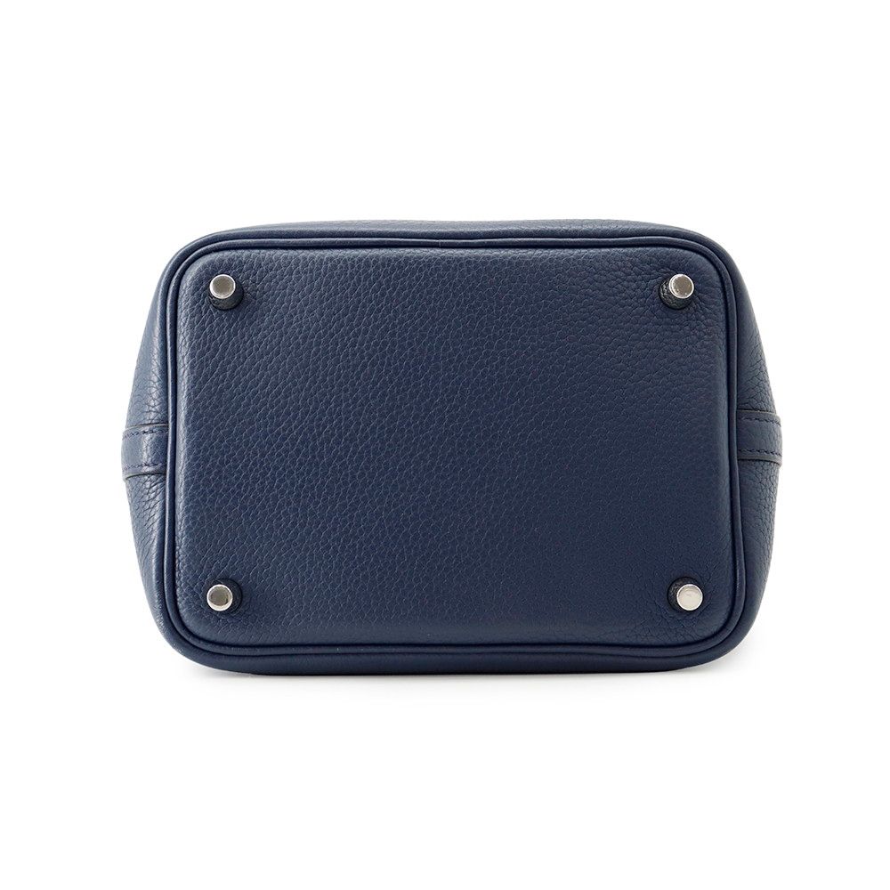 Hermes Handbag Picotin Lock PM Blue Saphir Silver Taurillon Clemence Tote — view 3