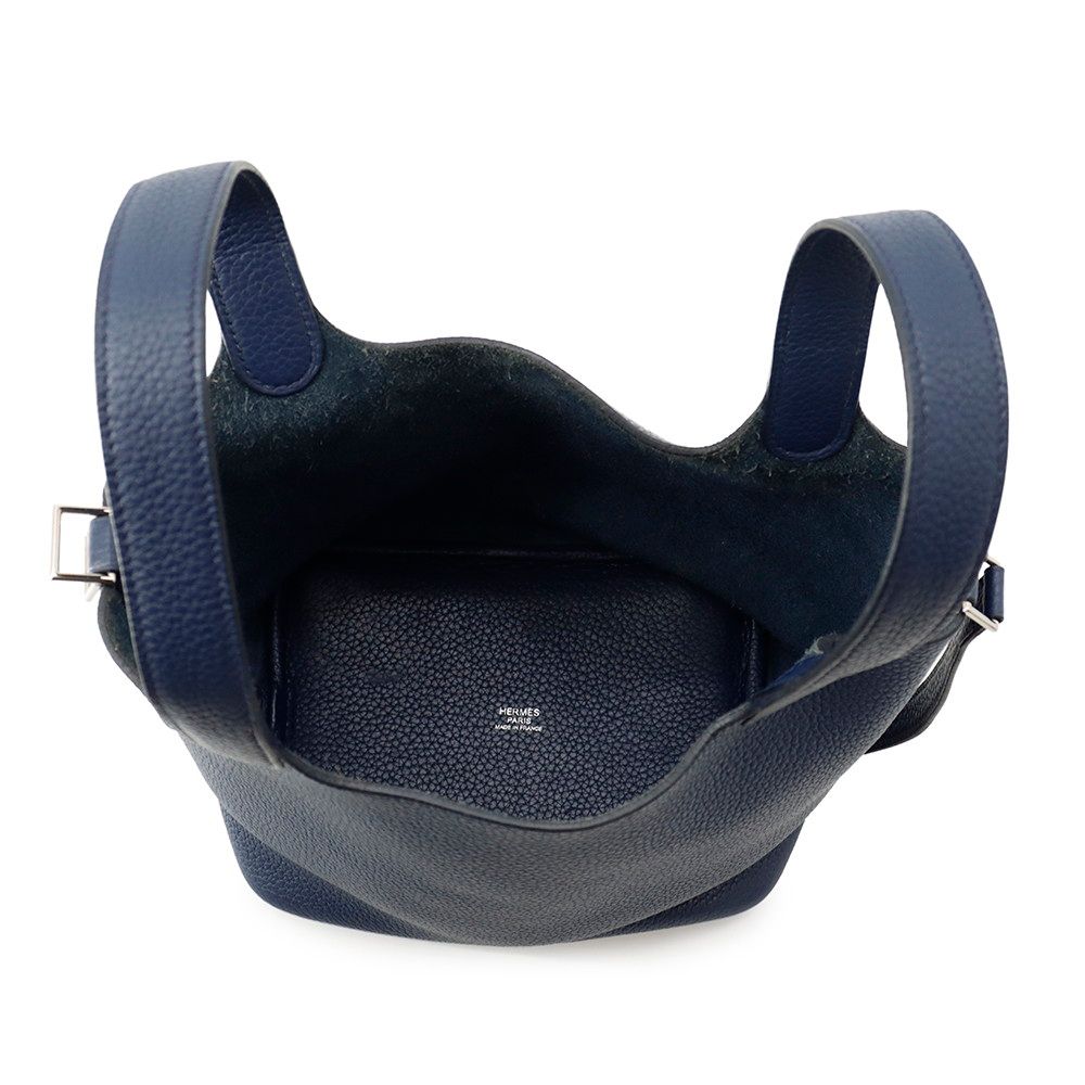 Hermes Handbag Picotin Lock PM Blue Saphir Silver Taurillon Clemence Tote — view 5