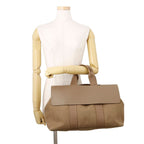 Hermes Handbag Valparaiso MM Etoupe Silver Toile Chevron Swift — view 4
