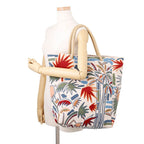 Hermes Tote Peach Palm Tree Khaki Groseil Silver Cotton — view 4