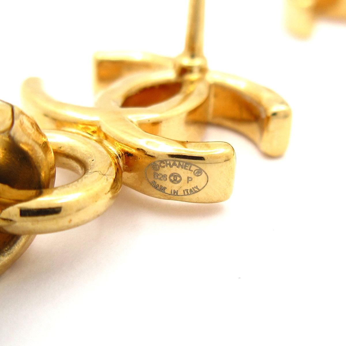 Chanel Earrings Gold Silver CC Logo — view 5