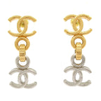 Chanel Earrings Gold Silver CC Logo