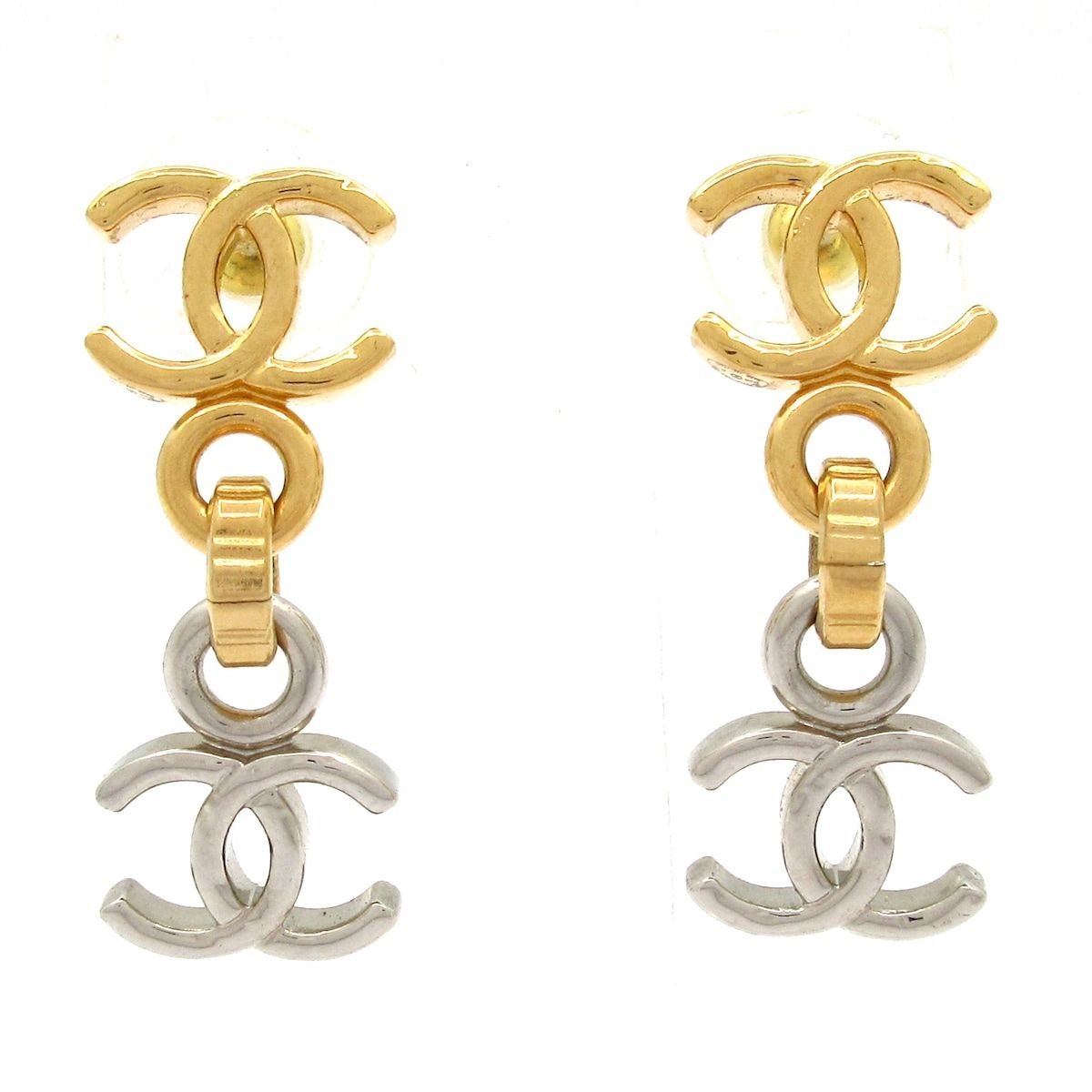 Chanel Earrings Gold Silver CC Logo