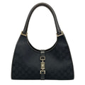 Gucci Shoulder Bag Jackiegg Pattern Black Leather