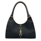 Gucci Shoulder Bag Jackiegg Pattern Black Leather