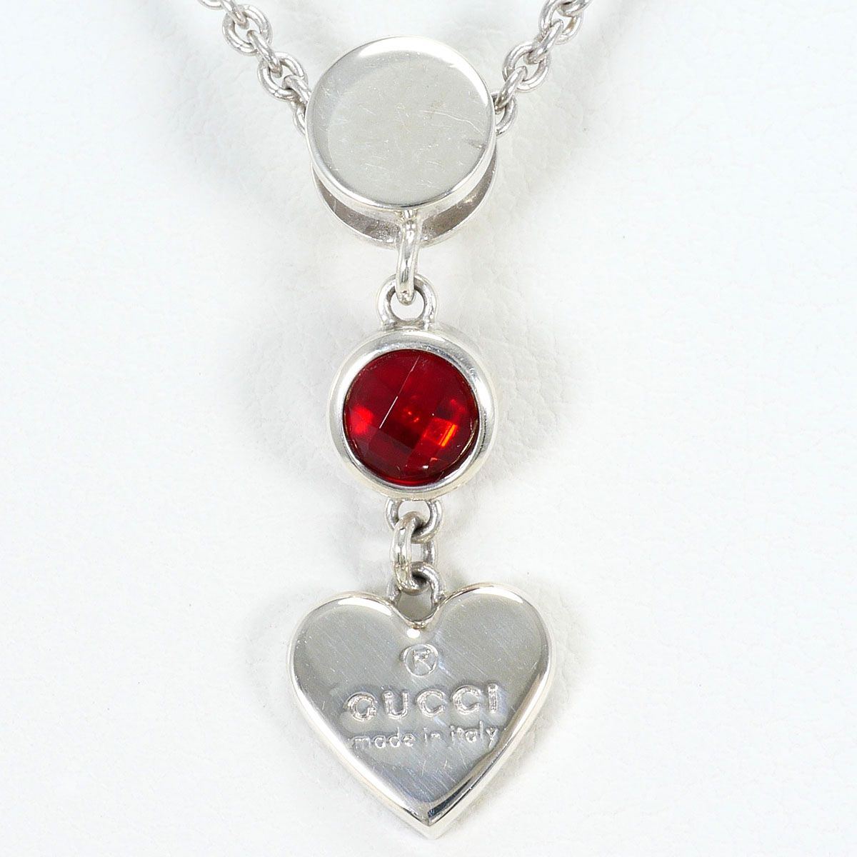 Gucci 925 Sterling Silver Necklace Red Topaz 41 — view 3