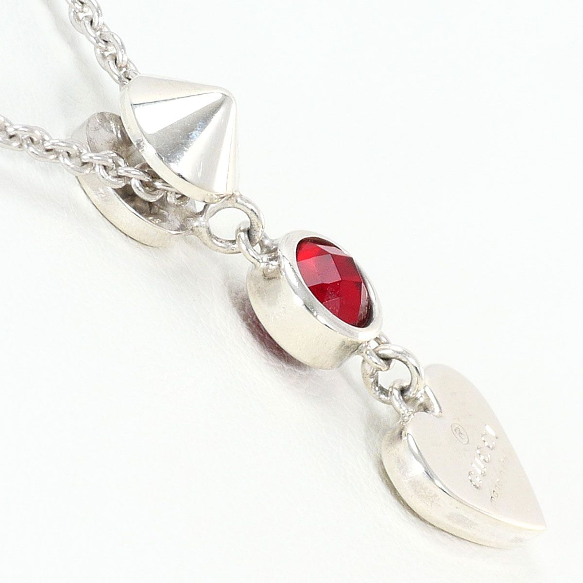 Gucci 925 Sterling Silver Necklace Red Topaz 41 — view 2