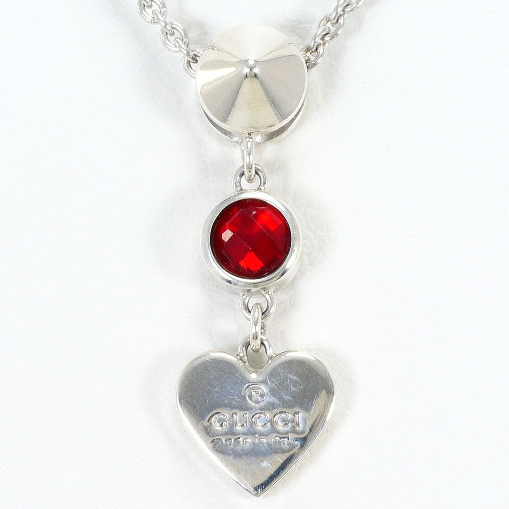 Gucci 925 Sterling Silver Necklace Red Topaz 41