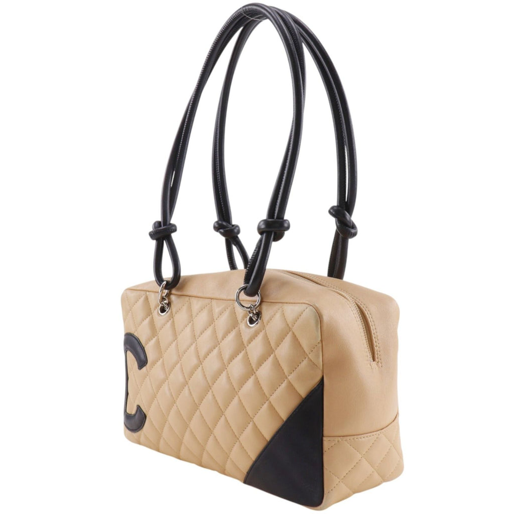 Chanel Bowling Bag Cambon Line Leather Beige Tote — view 2