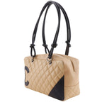 Chanel Bowling Bag Cambon Line Leather Beige Tote — view 2
