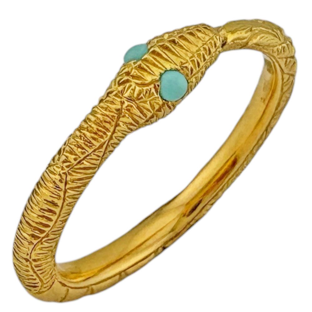 Gucci Ouroboros Ring 18k Yellow Gold Turquoise