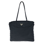 Prada Tessuto Black Silver Nylon Shoulder Bag