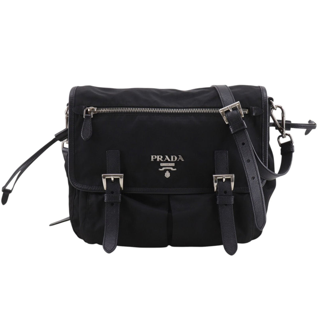 Prada Logo Nylon Black Shoulder Bag