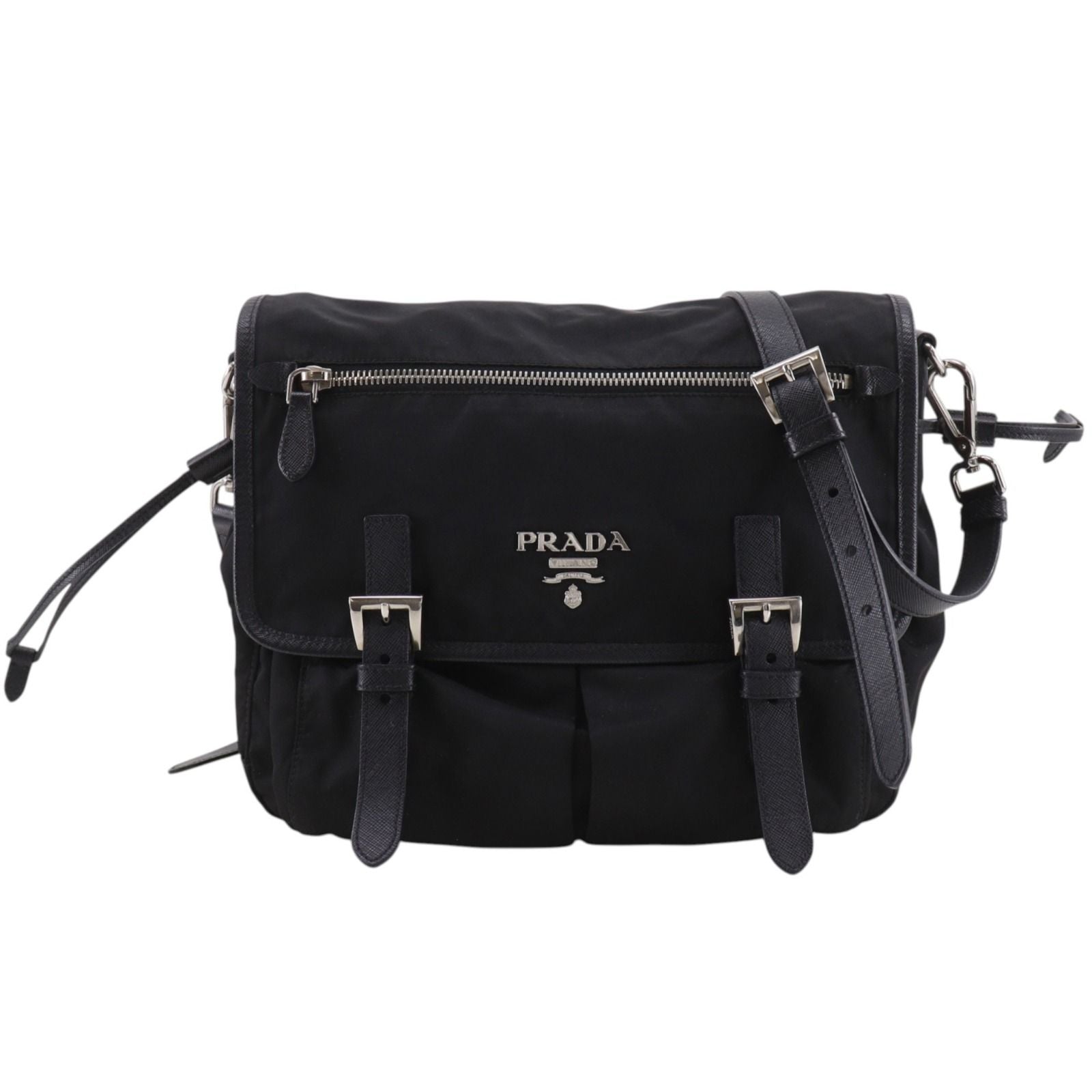 Prada Logo Nylon Black Shoulder Bag