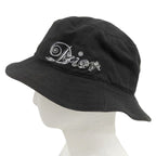 Dior Kenny Scharf Collaboration Logo Embroidery Cotton Bucket Hat Black — view 2