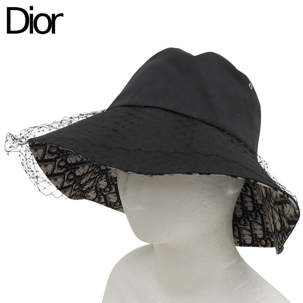 Dior Trotter Oblique Hat 57 Cotton Tulle Black