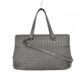 Bottega Veneta Intrecciato Nappa Medium Top Handle Shoulder Bag 2-Way Gray