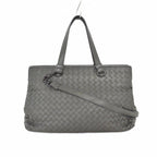 Bottega Veneta Intrecciato Nappa Medium Top Handle Shoulder Bag 2-Way Gray