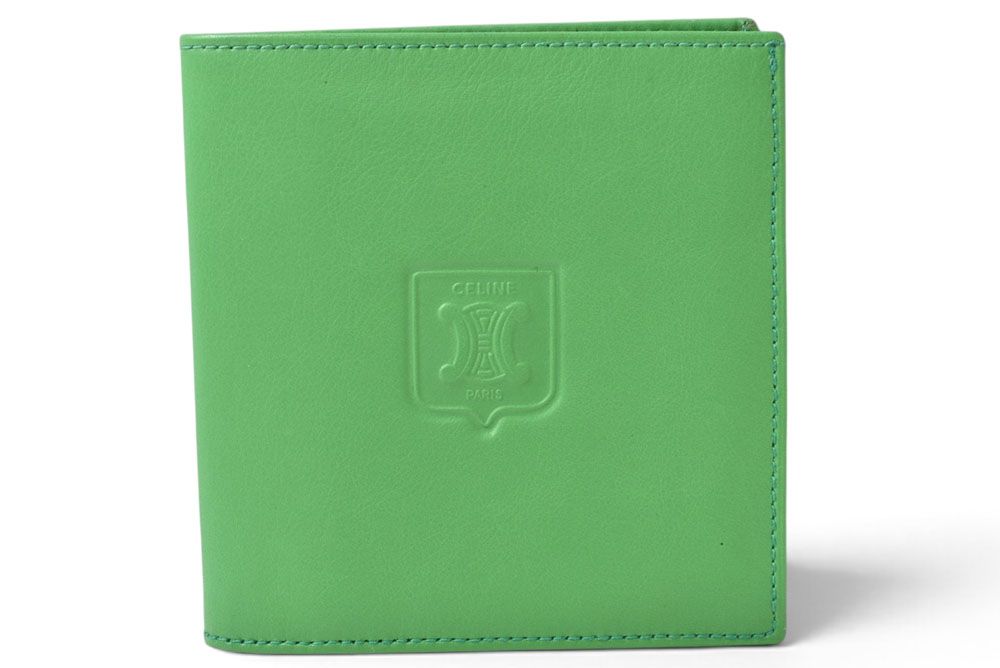 Celine Wallet Bifold Vintage Triomphe Embossed Leather Green