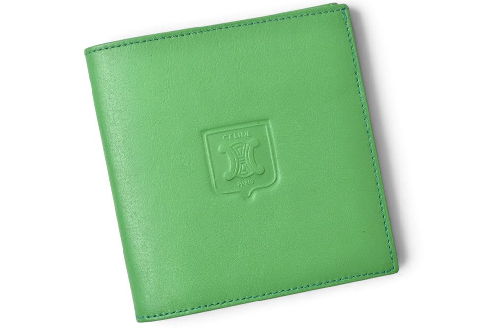Celine Wallet Bifold Vintage Triomphe Embossed Leather Green — view 2