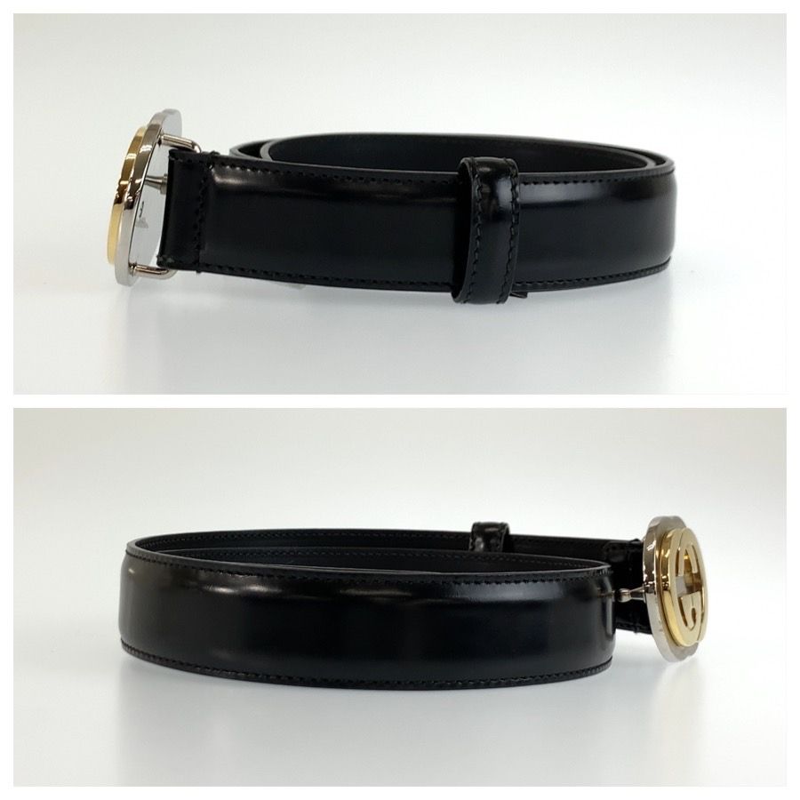 Gucci Interlocking G 70 Black Leather Belt — view 3