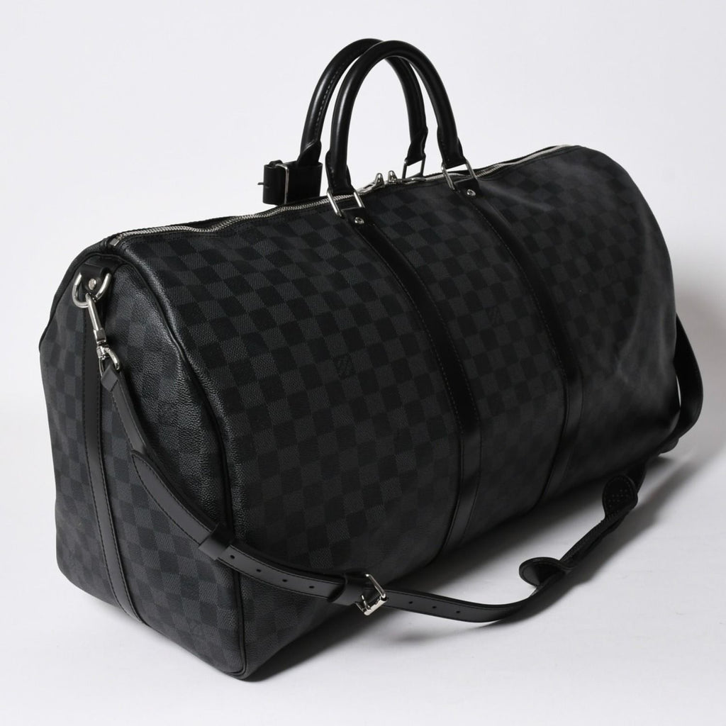 Louis Vuitton Keepall Bandouliere 55 Boston Bag Damier Graphite Black — view 3