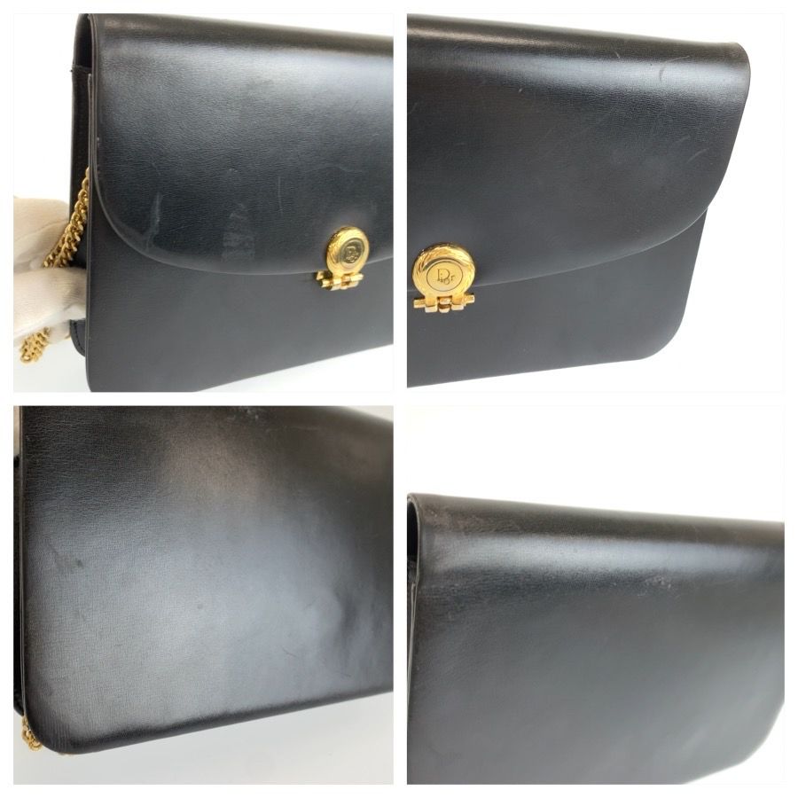 Dior Vintage Black Leather Chain Shoulder Bag — view 5