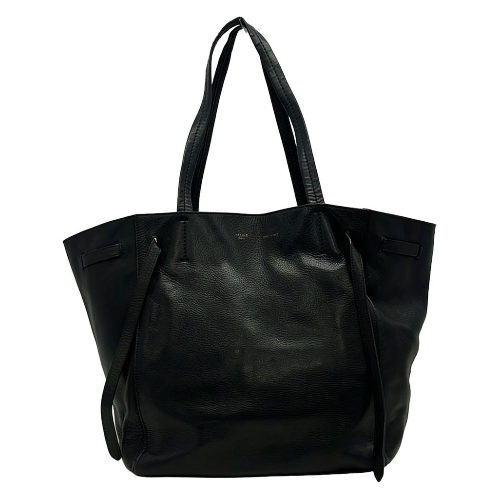 Celine Tote Cabaphantom Small with Belt Black Leather