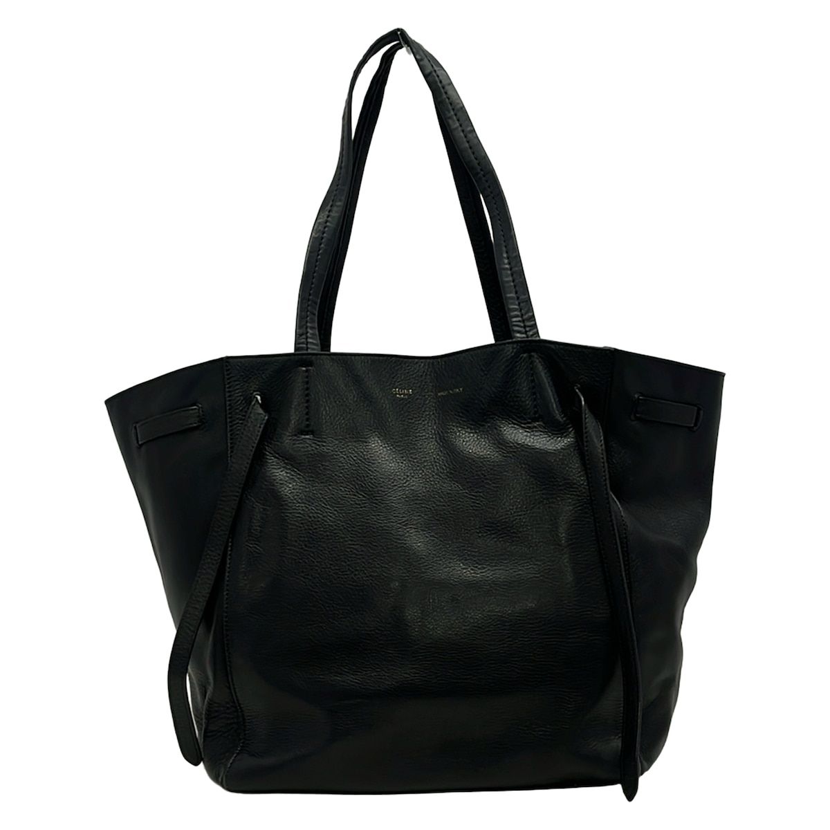 Celine Tote Cabaphantom Small with Belt Black Leather