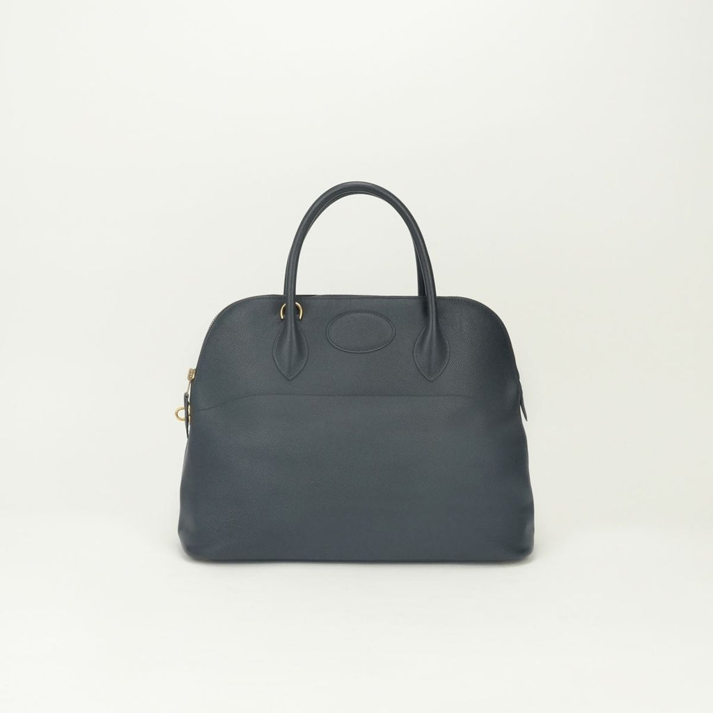 Hermes Bolide 35 Tote Shoulder Bag Courchevel Navy Gold 2-Way