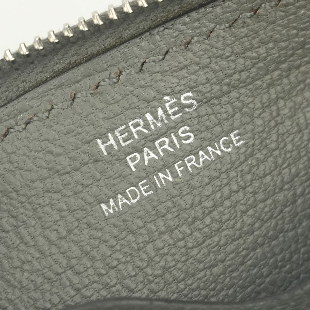 Hermes Zipengo Wallet Coin Purse Evercolor Gris Meyer Gray Silver Compact — view 6