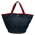 Prada Tote Navy Red Leather