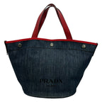 Prada Tote Navy Red Leather