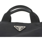 Prada 2-Way Tote Shoulder Bag Nylon Leather Nero Silver — view 8