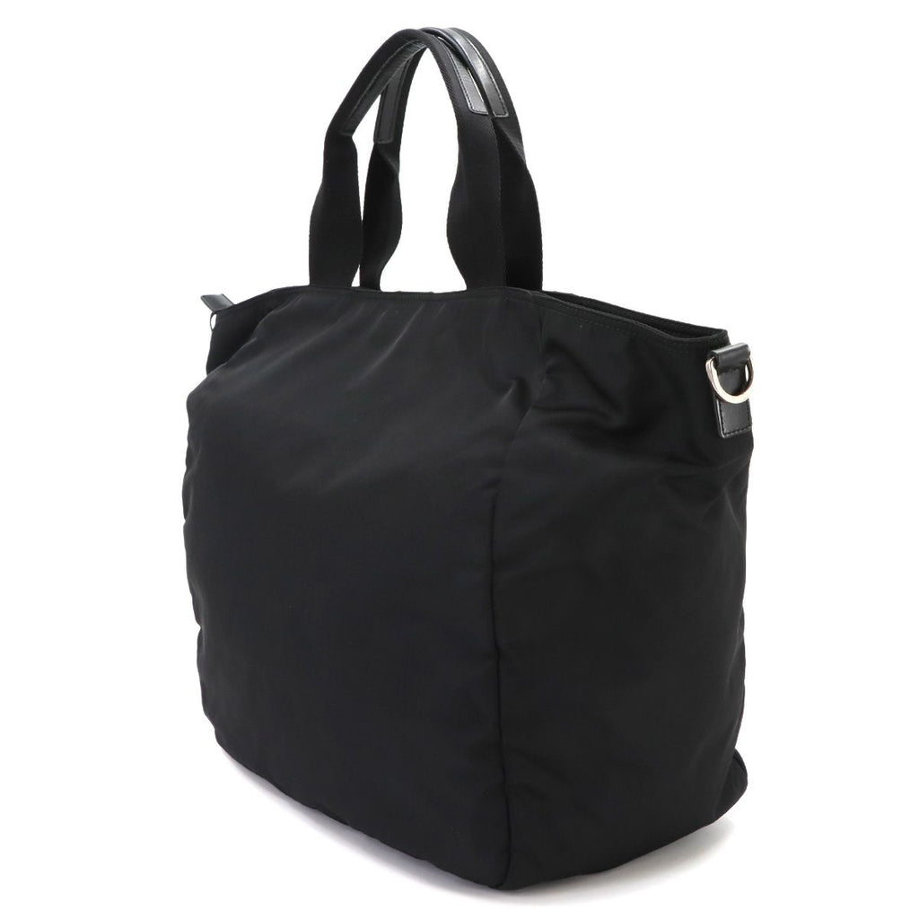 Prada 2-Way Tote Shoulder Bag Nylon Leather Nero Silver — view 3