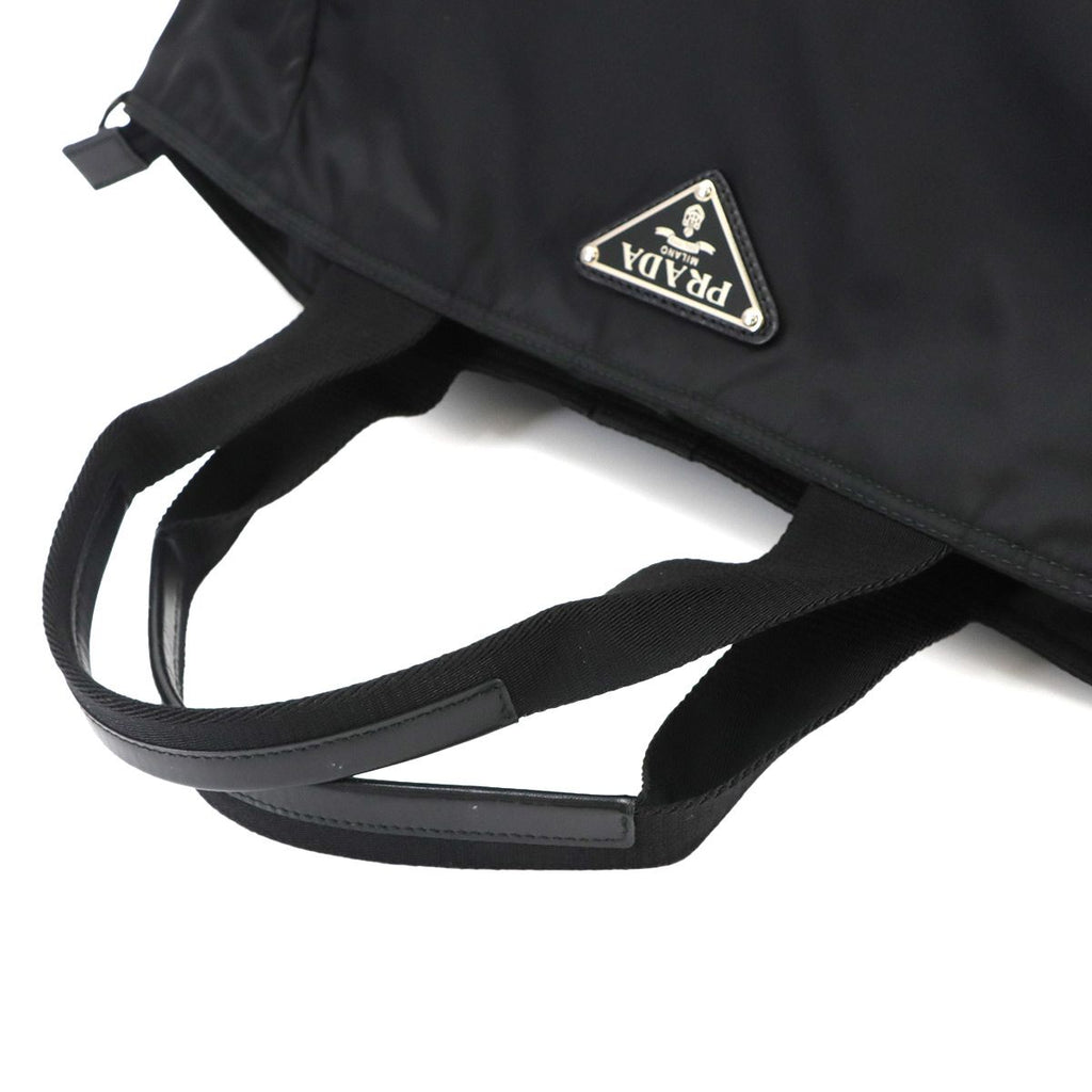 Prada 2-Way Tote Shoulder Bag Nylon Leather Nero Silver — view 5